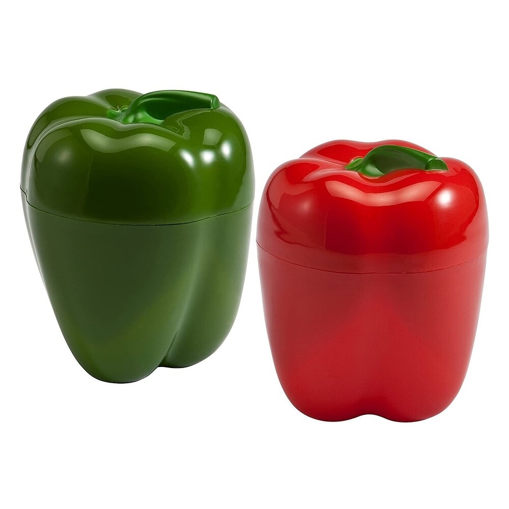 Hutzler Onion Saver Keeper Storage Container   Keeps Fresh Longer   2 Pack   Green   Red