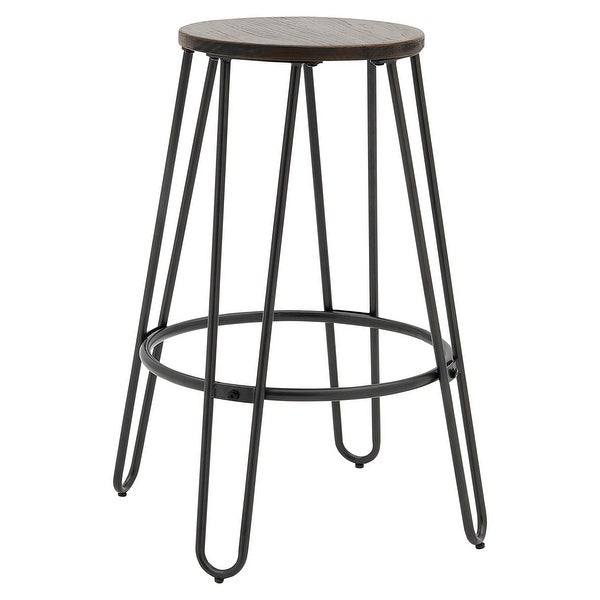 Joe KD Backless Stool Wood Seat， (Set of 2)