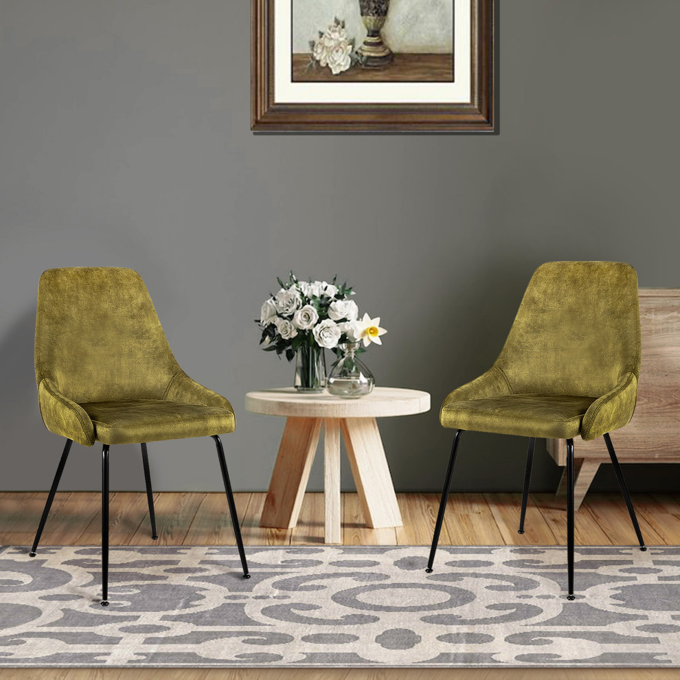 Green Velvet Upholstered Dining Chairs Set of 2   Midcentury   Dining Chairs   by specialty imports  Houzz