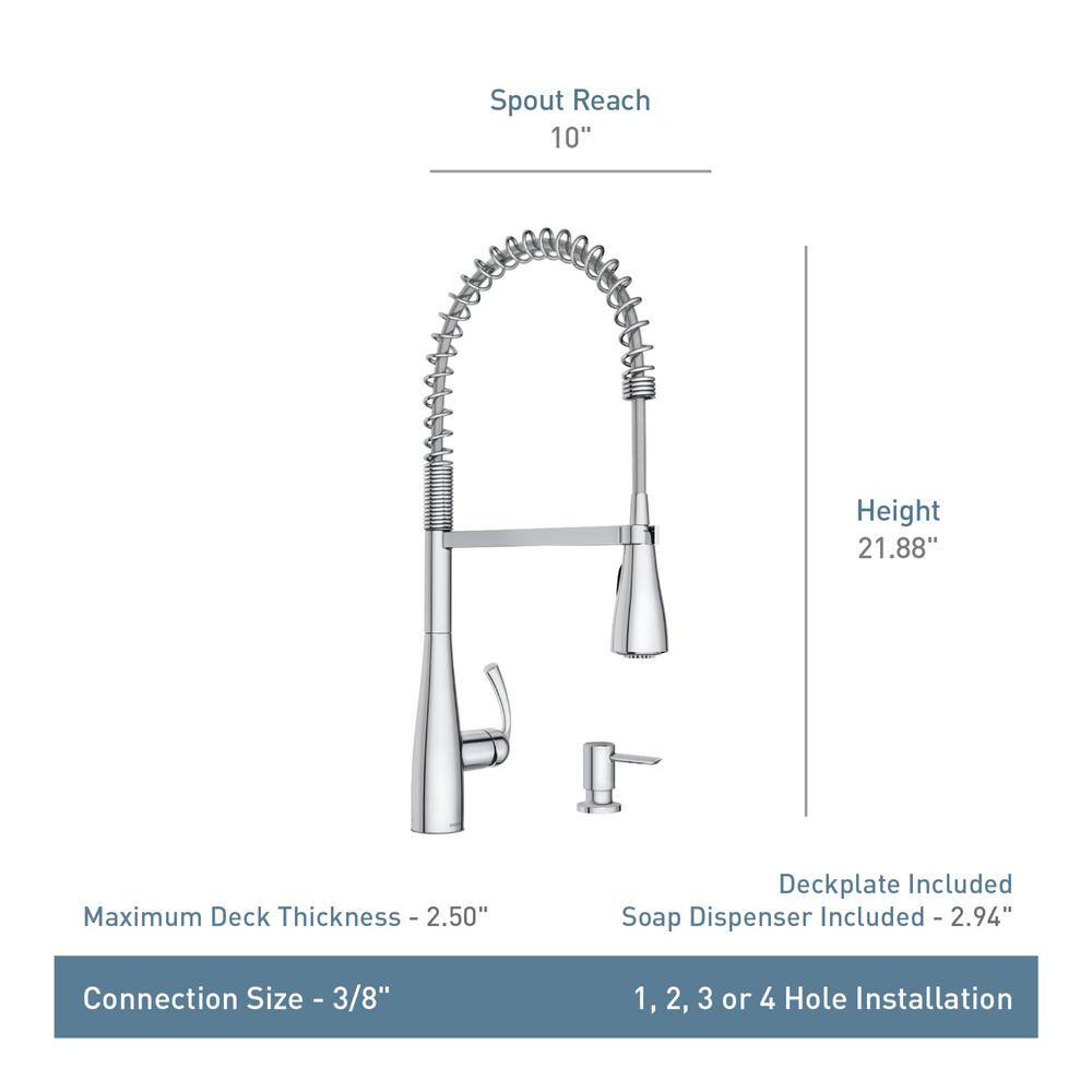 MOEN Essie Single-Handle Pre-Rinse Spring Pulldown Sprayer Kitchen Faucet with Power Clean in Spot Resist Stainless 87814SRS