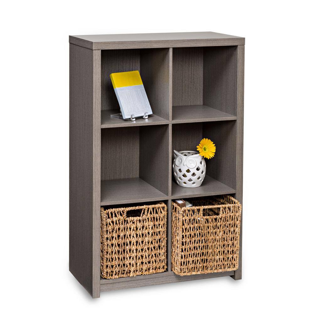 Honey-Can-Do 39 in. H x 25.6 in. W x 11.6 in. D Gray MDF Laminate 6-Cube Organizer SHF-09373