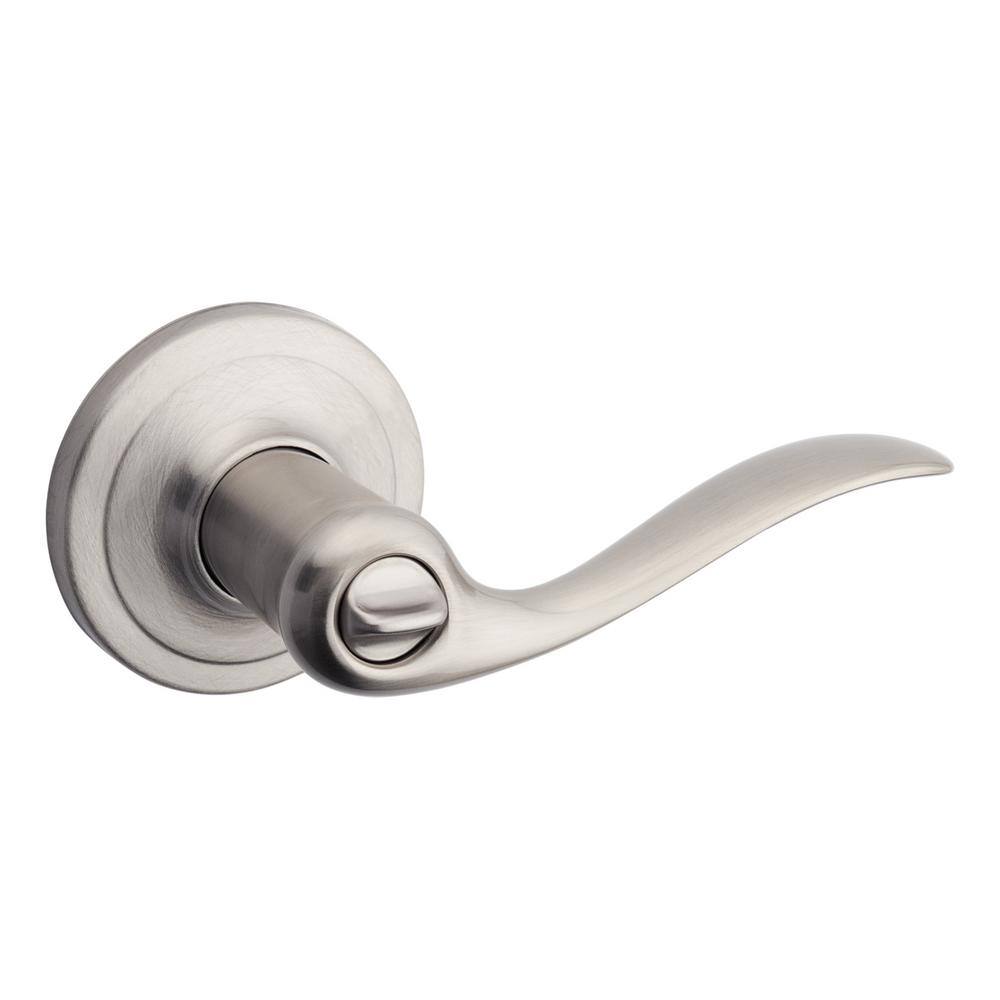 Kwikset Tustin Satin Nickel Entry Door Handle featuring SmartKey Security 97402-575