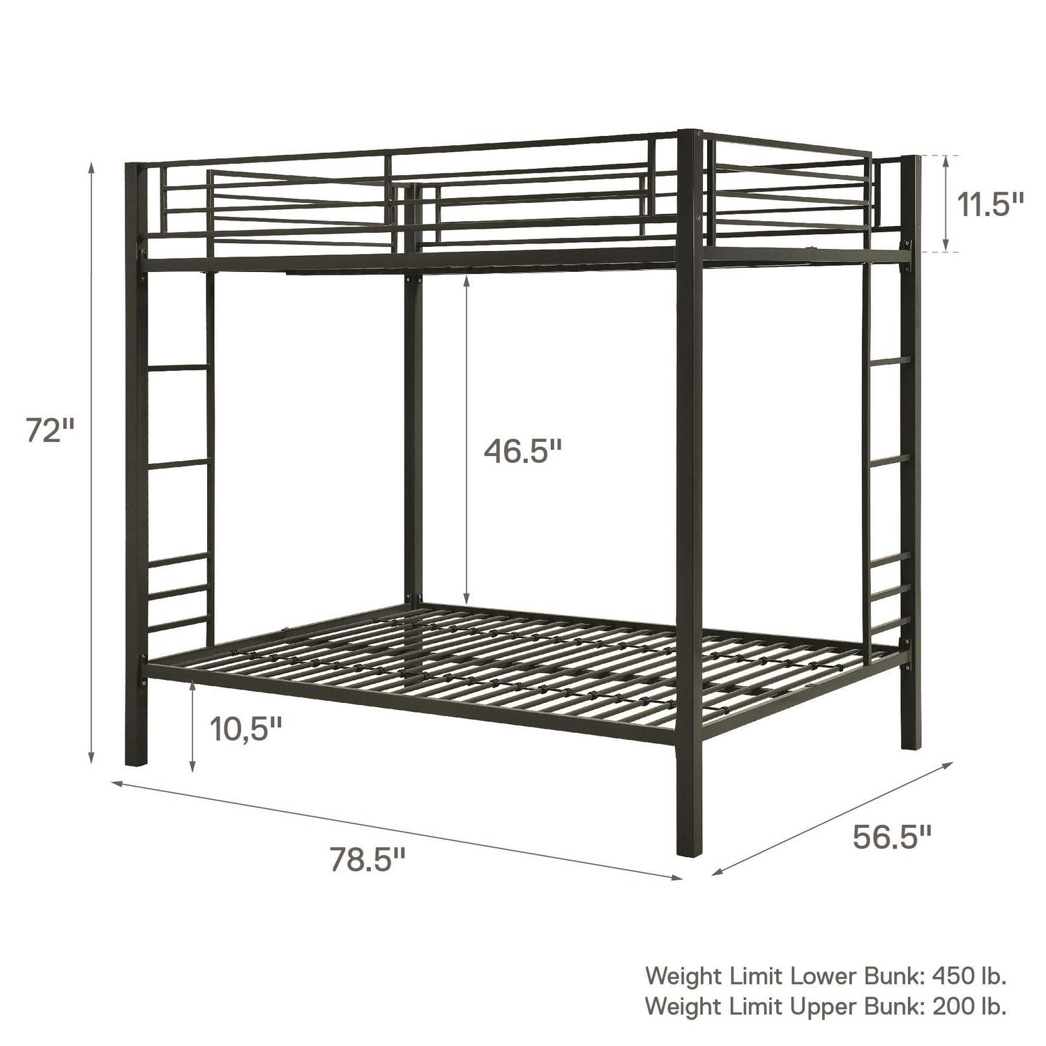 DHP Sidney Full over Full Metal Bunk Bed， Black