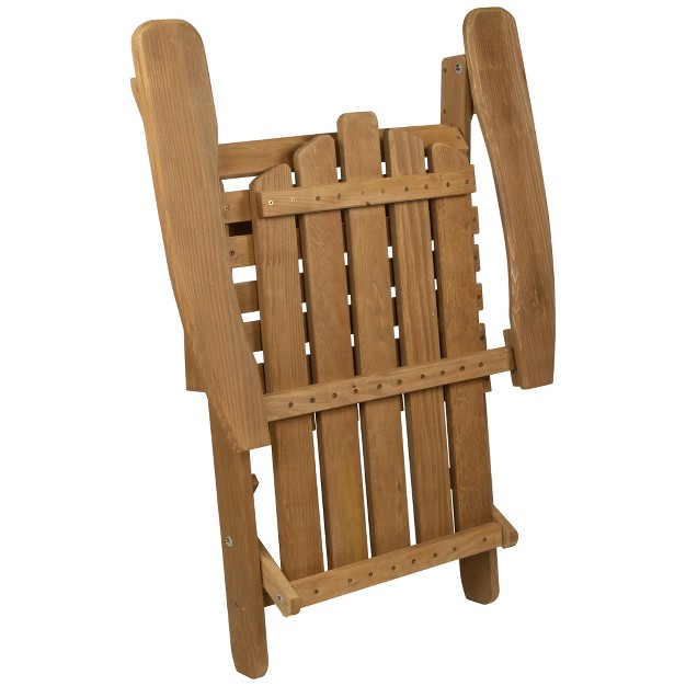 Natural Stained Classic Folding Wood Adirondack Chair