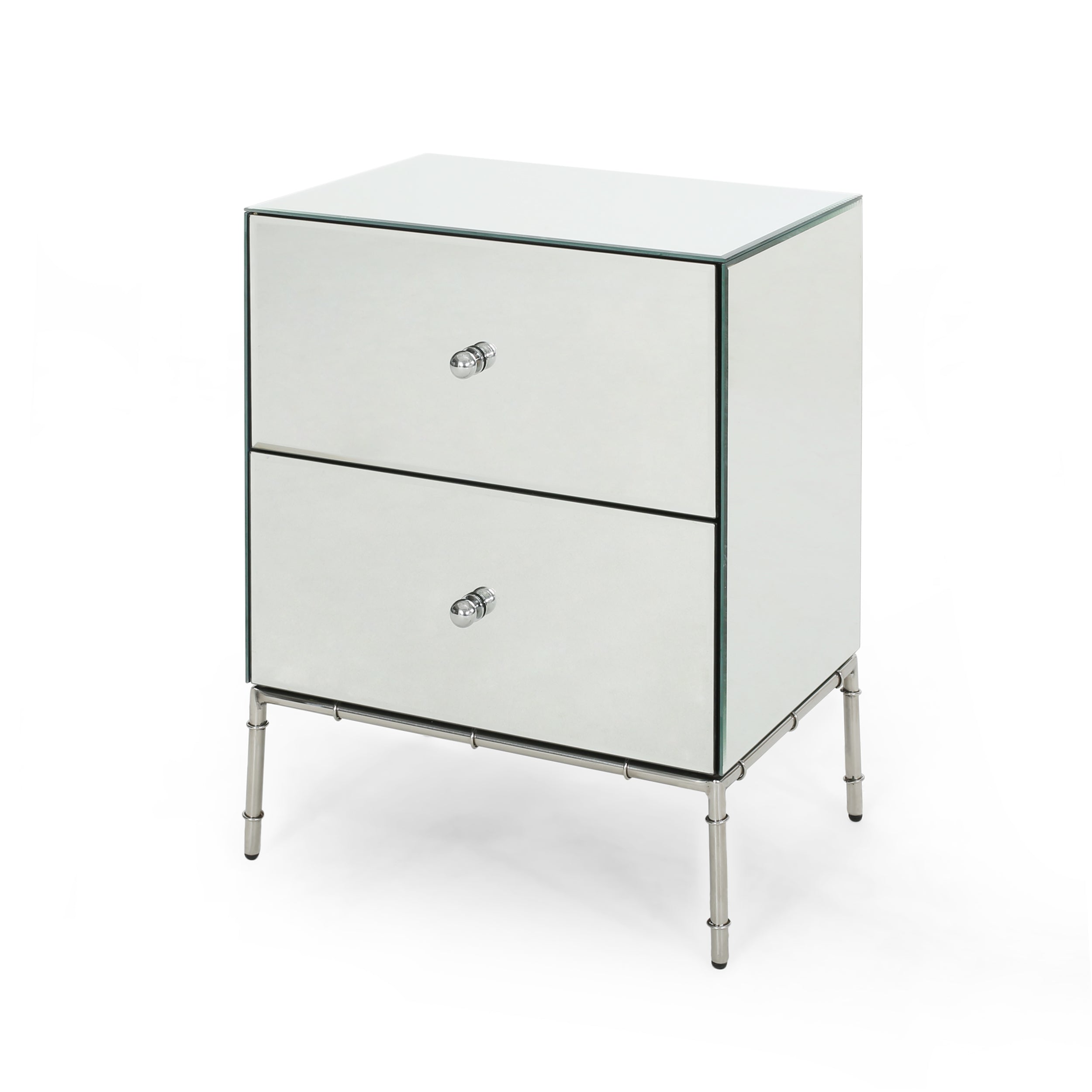 Eternis Modern Mirrored Two Drawer Cabinet