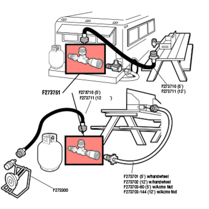 ADAPTER TEE FOR LP GAS