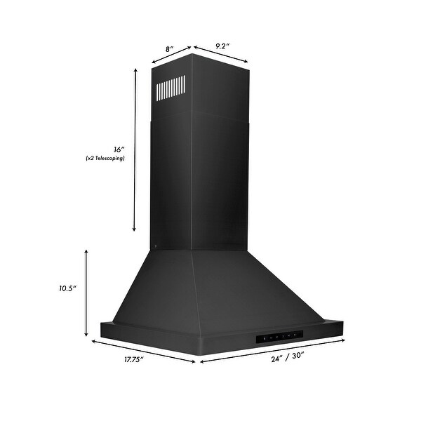 ZLINE Convertible Vent Wall Mount Range Hood in Black Stainless Steel