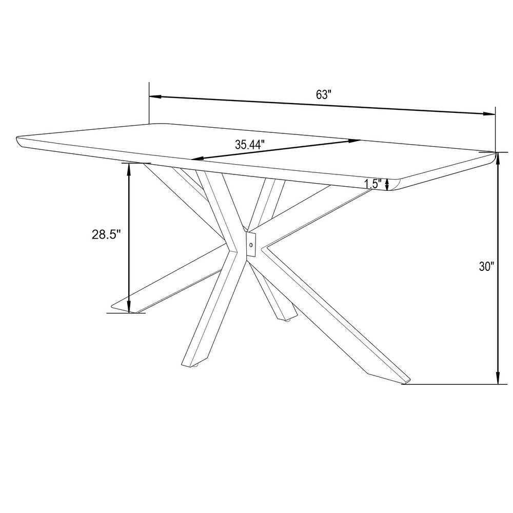 LeisureMod Ravenna X pedestal Rectangle Dining Table   63\