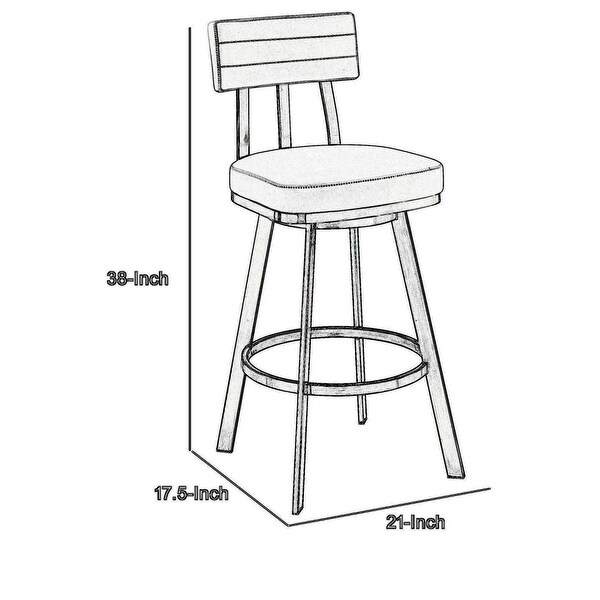 Col 26 Inch Swivel Counter Stool， White Faux Leather， Stainless Steel Frame