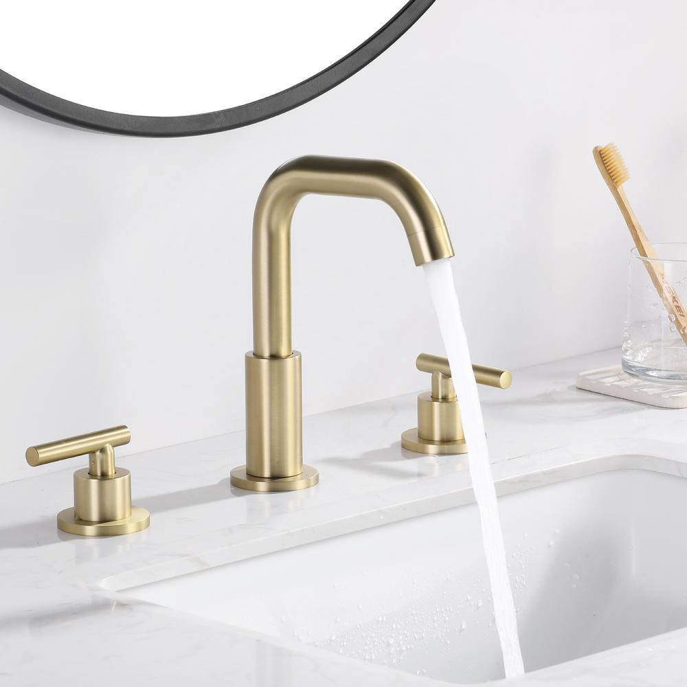 FORCLOVER 2-Handle Widespread Brass Bathroom Faucet in Brushed Gold Bidet Faucet LSD-BSFBG54