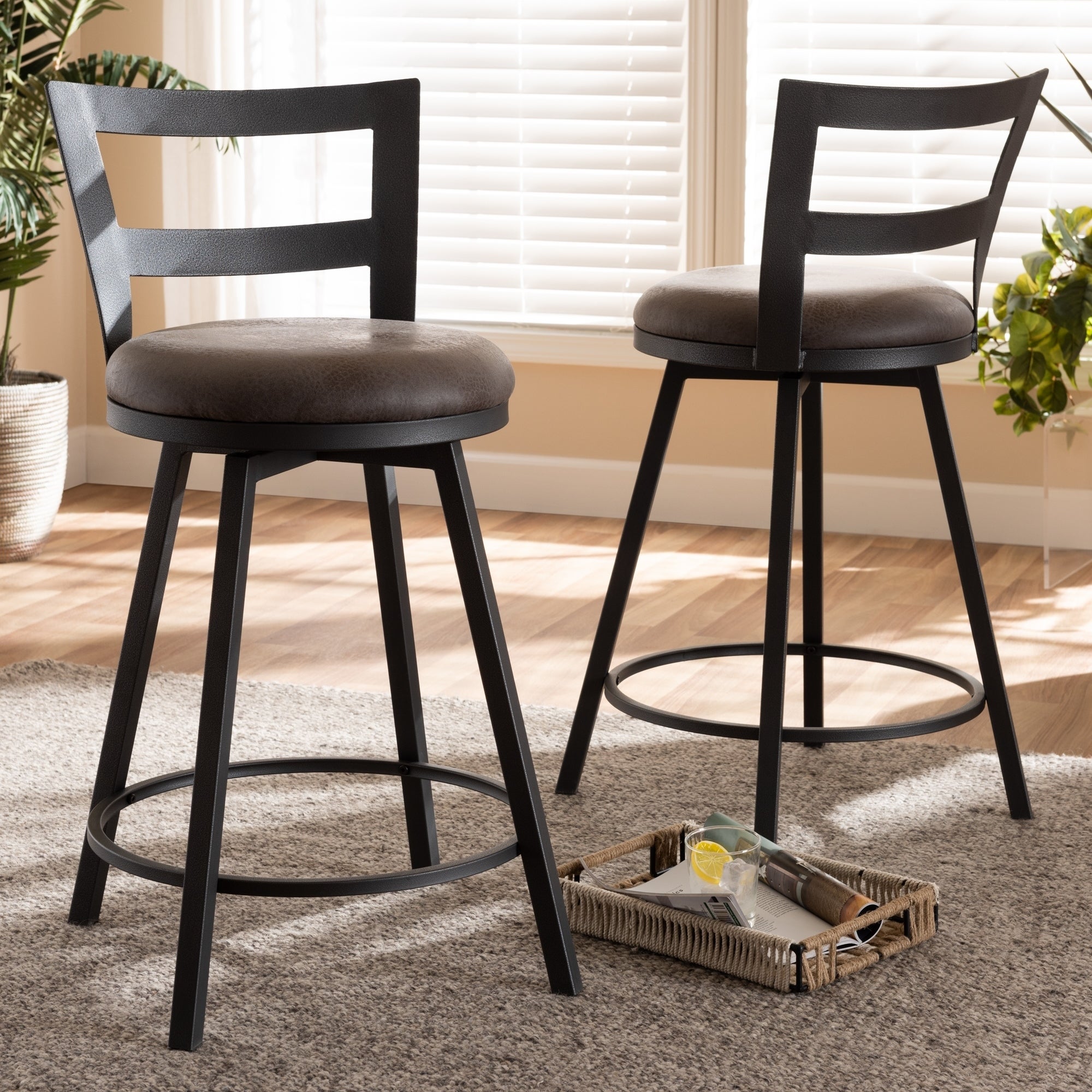 Carbon Loft Murdock Industrial Grey Fabric Pub Stool Set