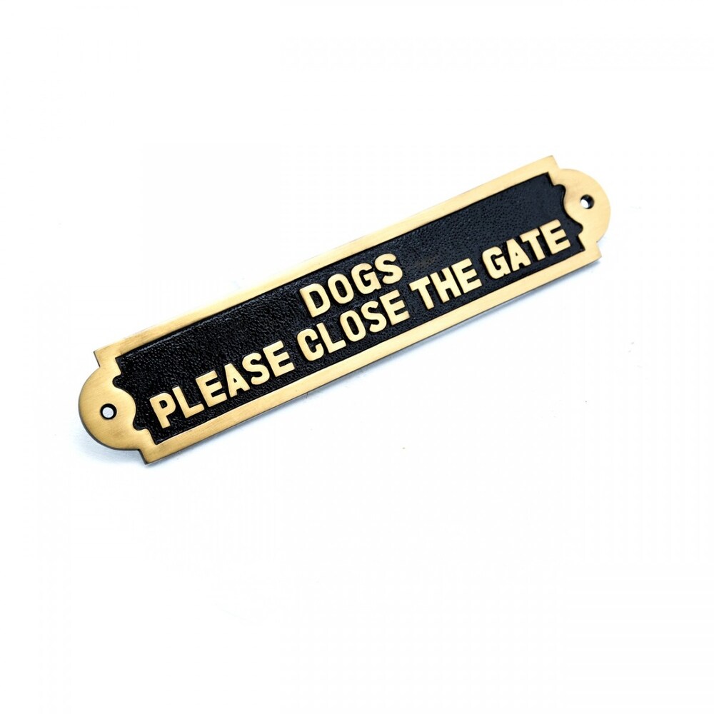 Dog Sign Outdoor Gate Plate Brass Plaque 2.2\