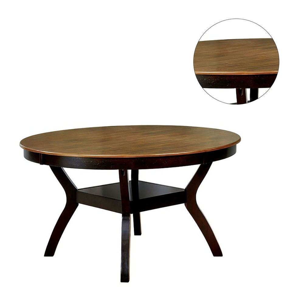 Round Dining Table in Dark Brown and Medium Oak   Round Top