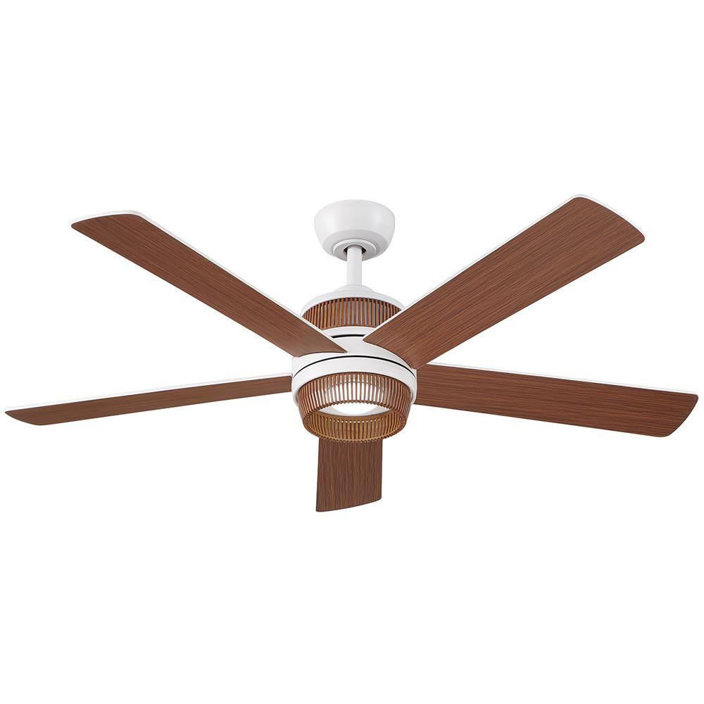 Hampton Bay Tonham 52 in. White Changing Integrated LED Indoor Matte White Ceiling Fan with Remote Control Included 92328