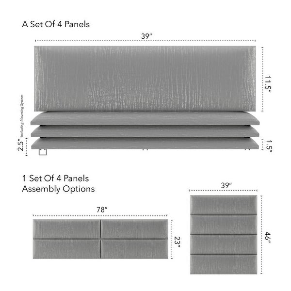 Vant Upholstered Headboards- Pearl Silver - 39 Inch - Set of 4 panels - - 12246079