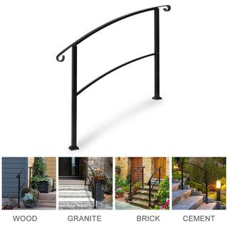 Karl home 37.2 in. H x 54.7 in. W Adjustable Black Wrought Iron Handrail 634697403358