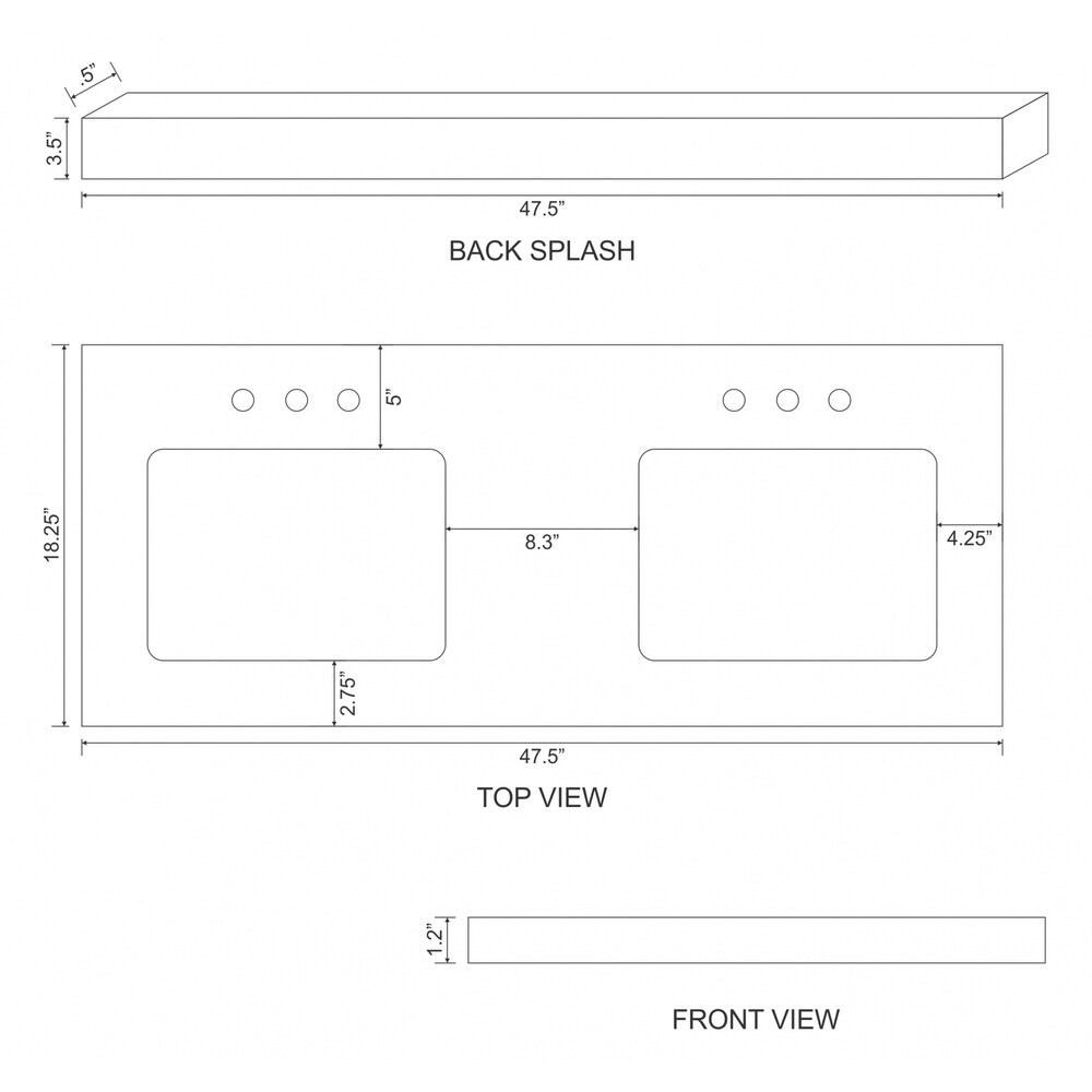 47.5 in. W Wall Mount Dawn Grey Vanity Set For 3H8 in. Drilling Bianca Carara Top White UM Sink