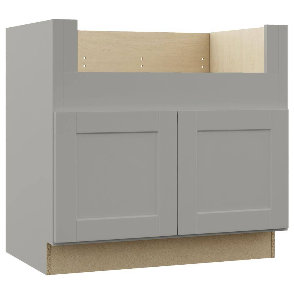 Hampton Bay Shaker Dove Gray Stock Assembled Farmhouse Apron-Front Sink Base Kitchen Cabinet (36 in. x 34.5 in. x 24 in.) KSBD36-SDV