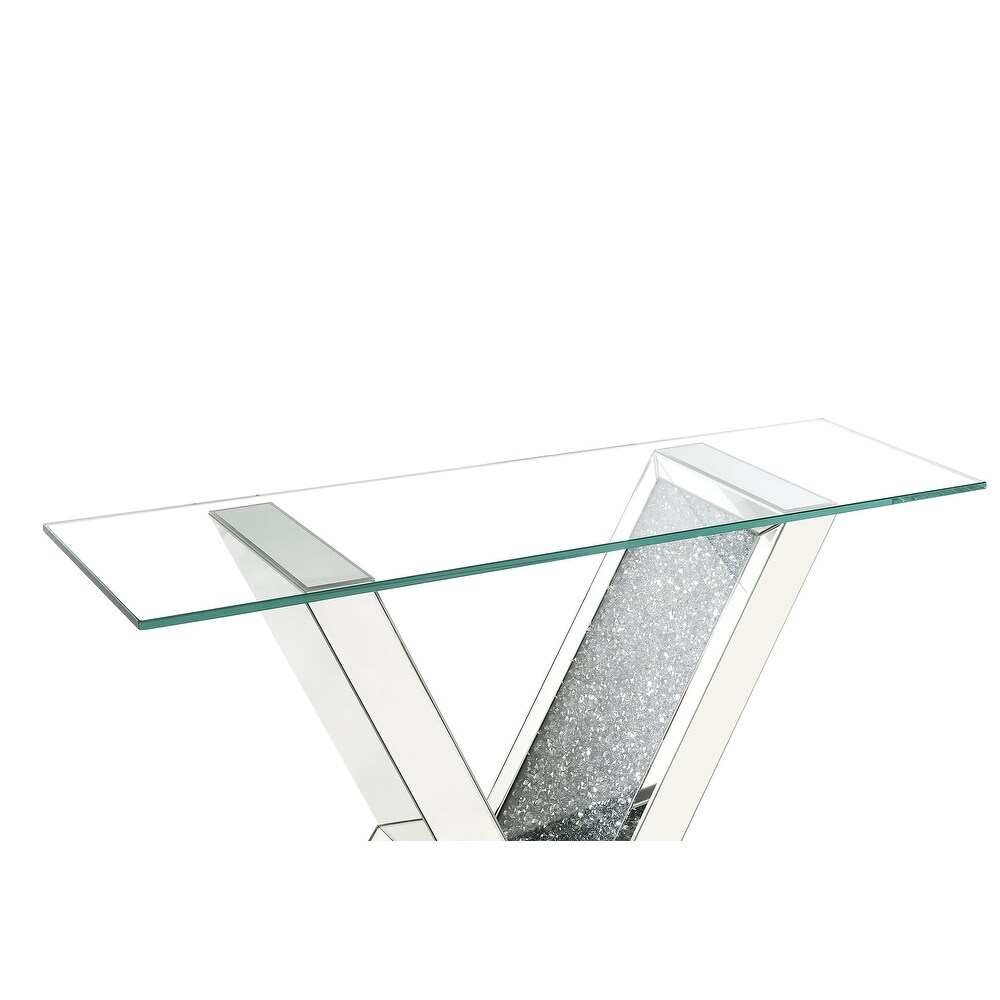 ACME Noralie Rectangular Console Table in Clear and Mirrored