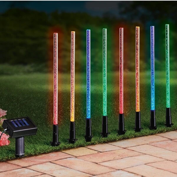 8-Piece Solar Multicolored Landscape Pathway Bubble Lights - 16.200 x 3.500 x 3.500