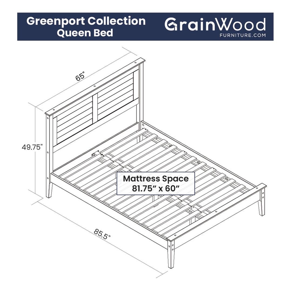 Grain Wood Furniture Greenport Louvered Solid Wood Platform Bed