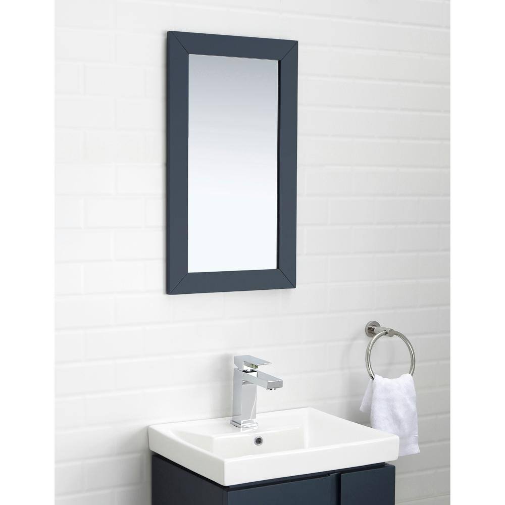 Home Decorators Collection Glovertown 17.3 in. x 14.3 in. D Vanity in Midnight Blue with Ceramic Vanity Top in White with White Sink and Mirror GlovertownCo-MB