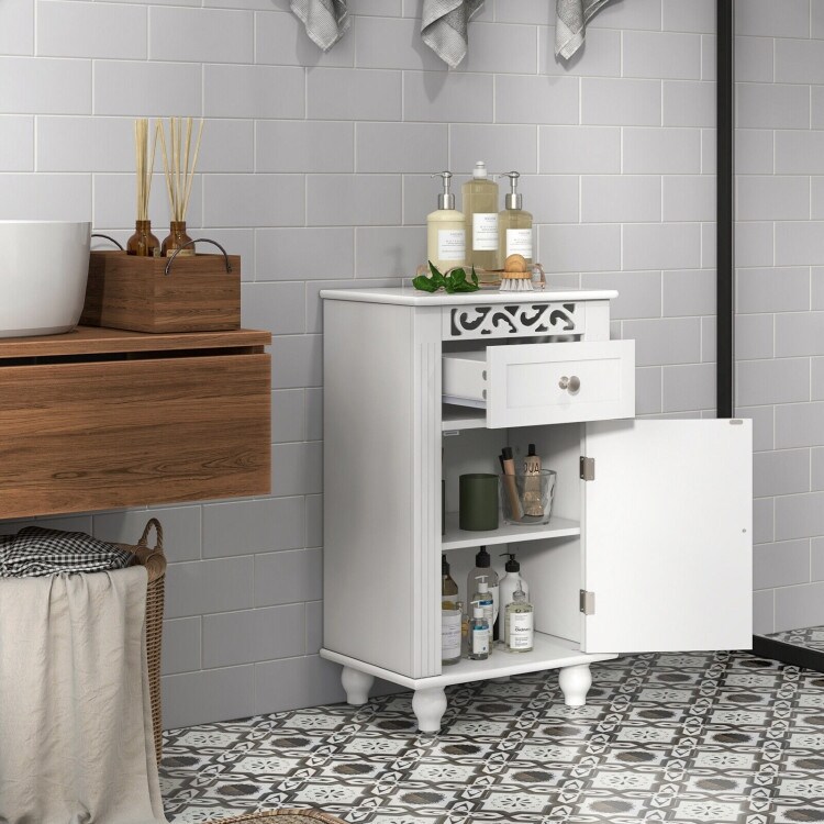 Bathroom Floor Storage Cabinet Organizer with Drawer   16\