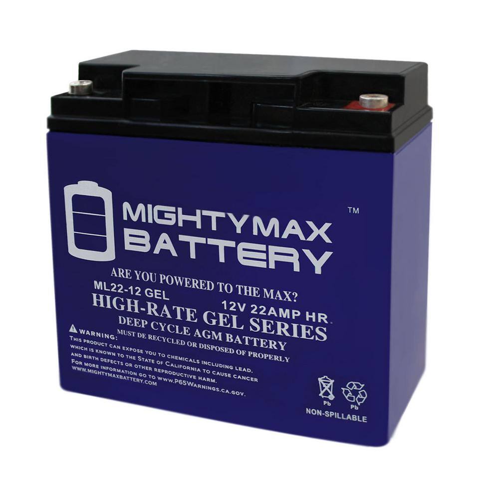 MIGHTY MAX BATTERY 12V 22AH GEL Battery Replaces 20Ah Kung Long WP20-12 - 4 Pack MAX3534144