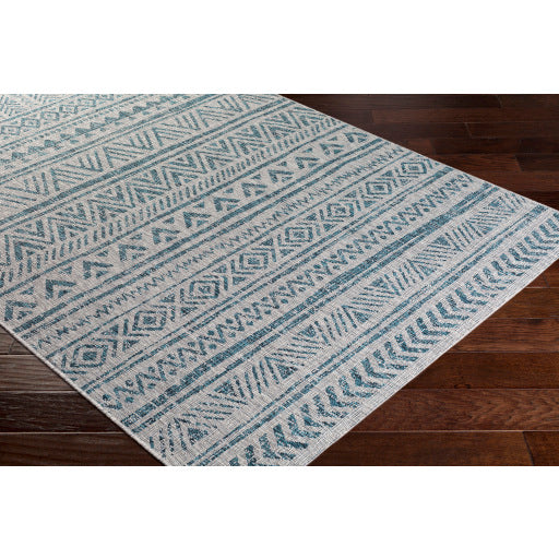 Eagean Traditional Indoor/Outdoor Aqua Rug