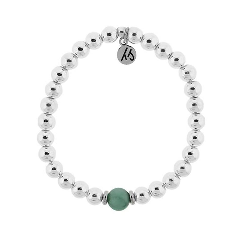 T. Jazelle  The Cape Bracelet - Silver Steel with Emerald Ball