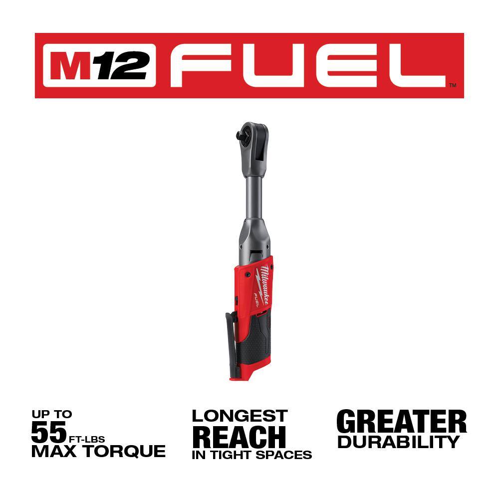 MW M12 FUEL 12V Lithium-Ion Brushless Cordless High Speed 38 in. Ratchet wM12 FUEL 12V 38 in. Extended Reach Ratchet 2567-20-2560-20