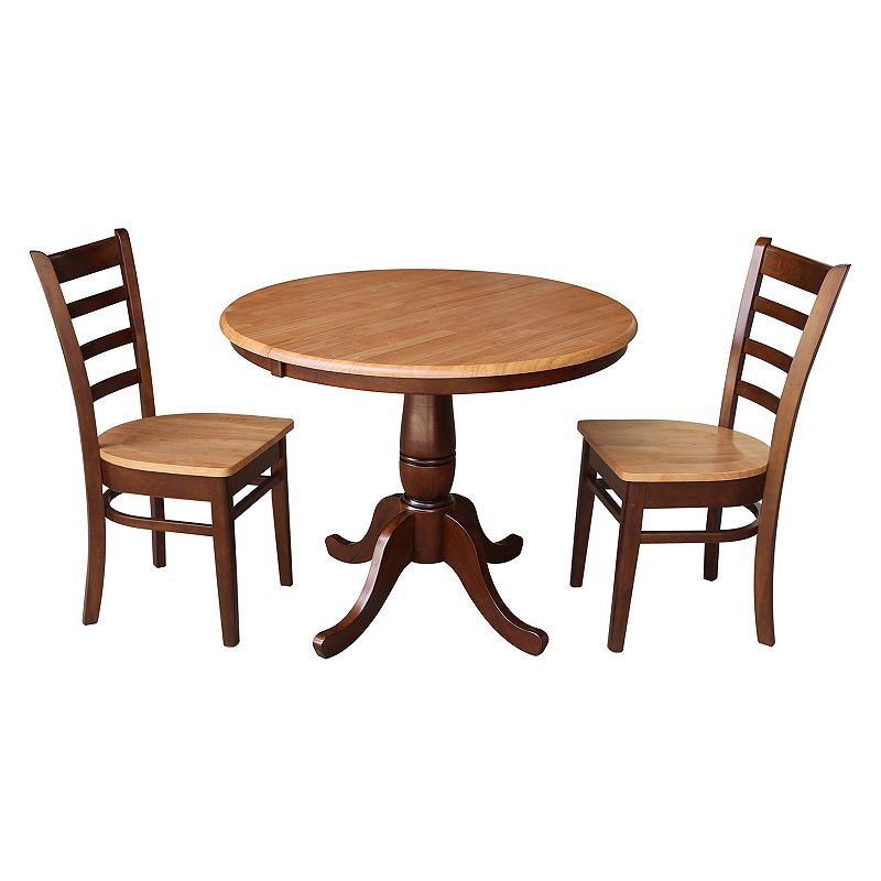 International Concepts Round Dining Table and Chair 3-piece Set