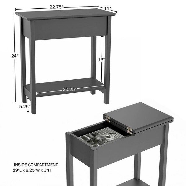 Hastings Home Flip Top End Table with Storage，Set of 2