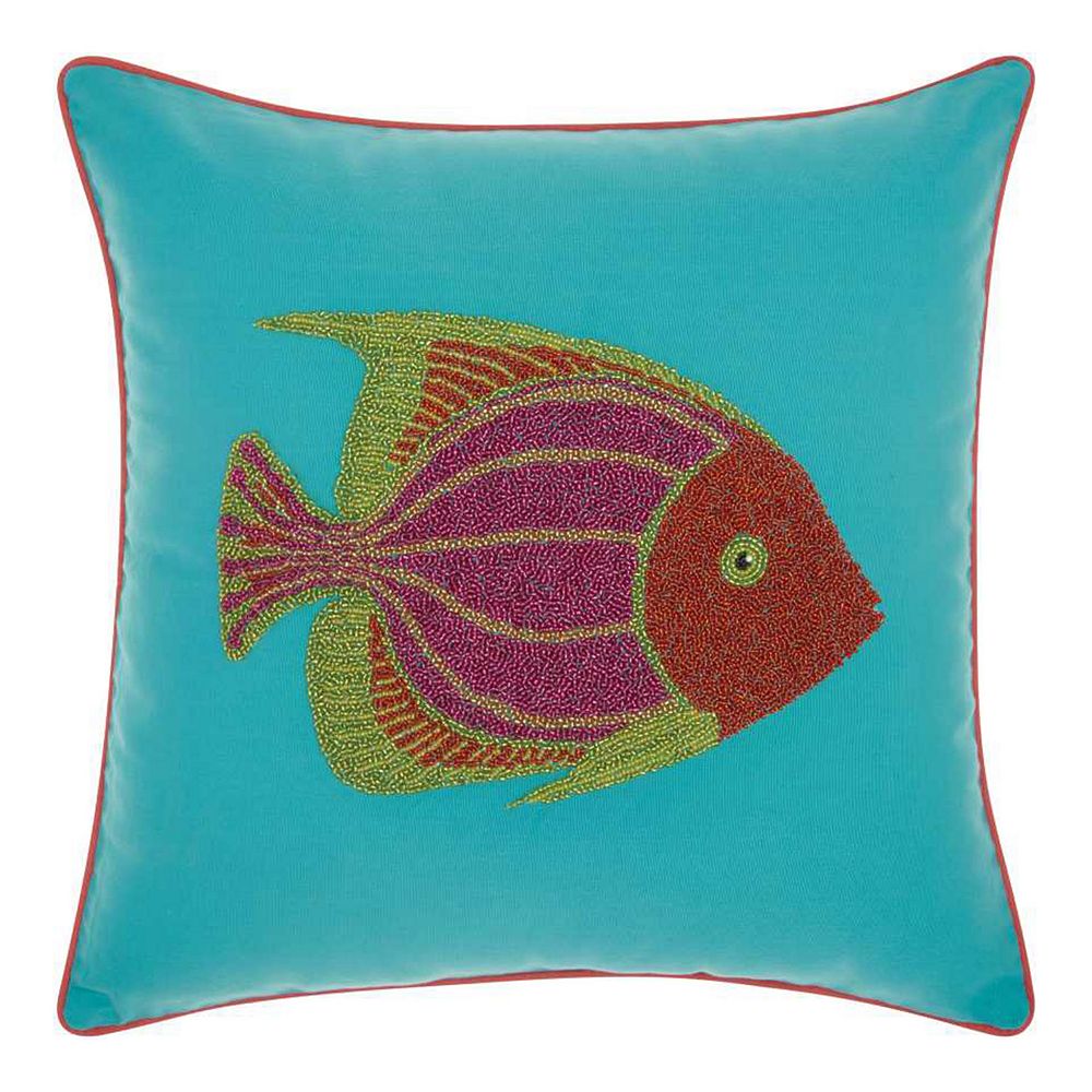 Mina Victory Beaded Fish Indoor / Outdoor Throw Pillow