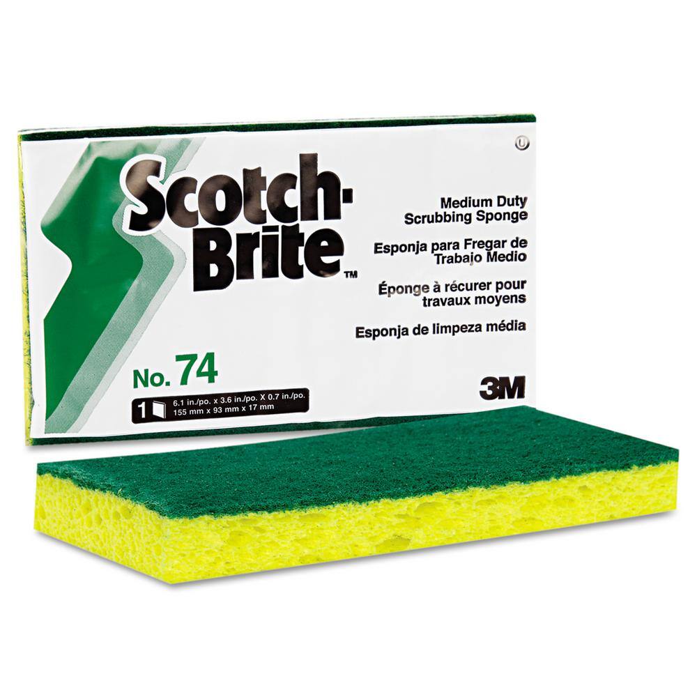 Scotch-Brite PROFESSIONAL 3.6 in. x 6.1 in. YellowGreen Medium-Duty Scrubbing Sponge (20Carton) MMM74