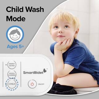 SmartBidet Electric Bidet Seat for Elongated Toilets with Control Panel Massage Wash Child Wash Heated Water and Seat in White SB-100C