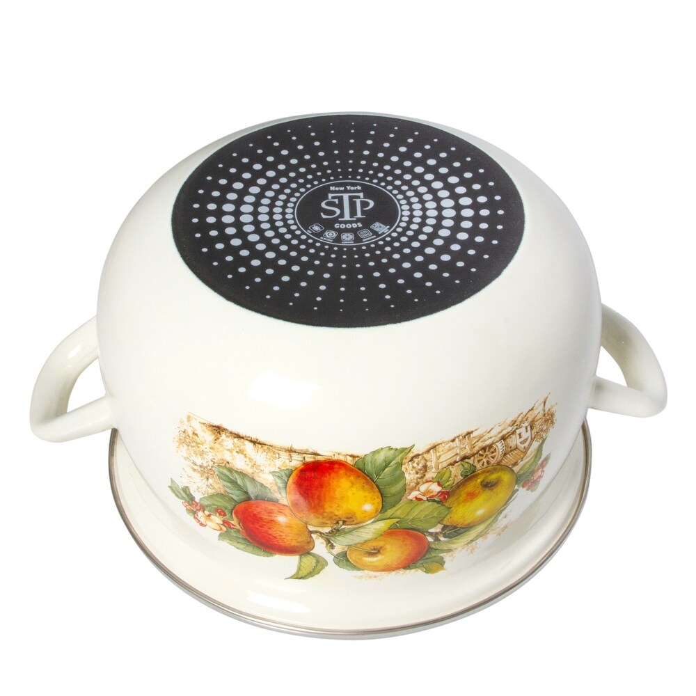STP Goods Apples Enameled Deep Casserole Set of 3 w/Towel Set