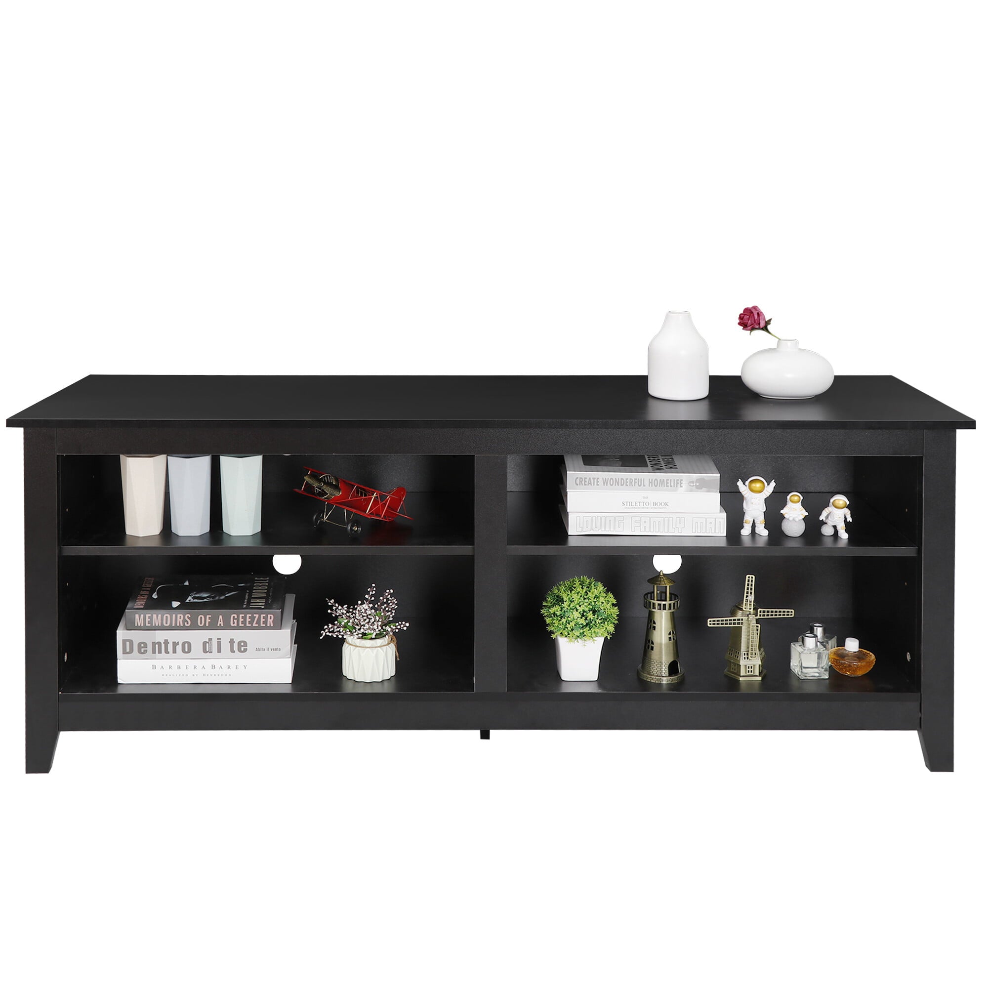 HomGarden 4 Cube Modern MDF TV Stand Console for TVs up to 55'', Adjustable Shelves, Black