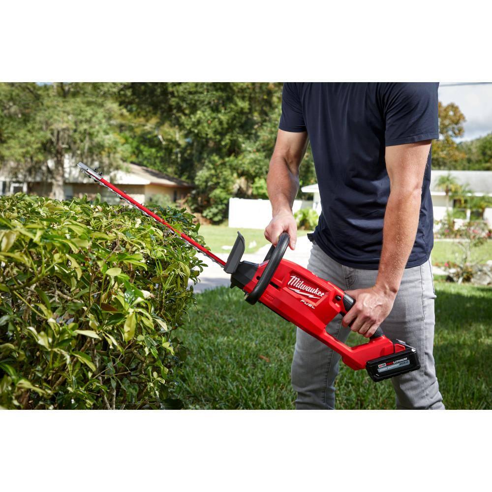 Milwaukee M12 FUEL 8 in 12V LithiumIon Brushless Cordless Hedge Trimmer Kit with M18 FUEL 18 in Hedge Trimmer