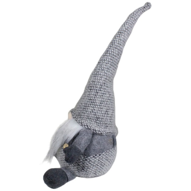 Gray And White Sitting Tabletop Gnome Christmas Decoration