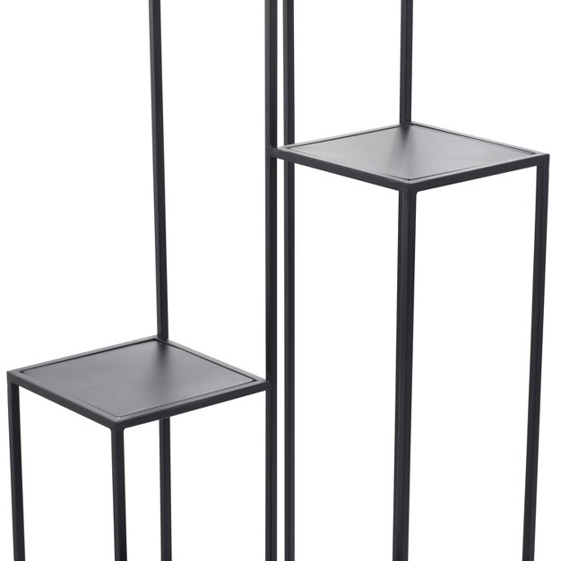 Wide Planter Stand Modern Iron Black Olivia amp May