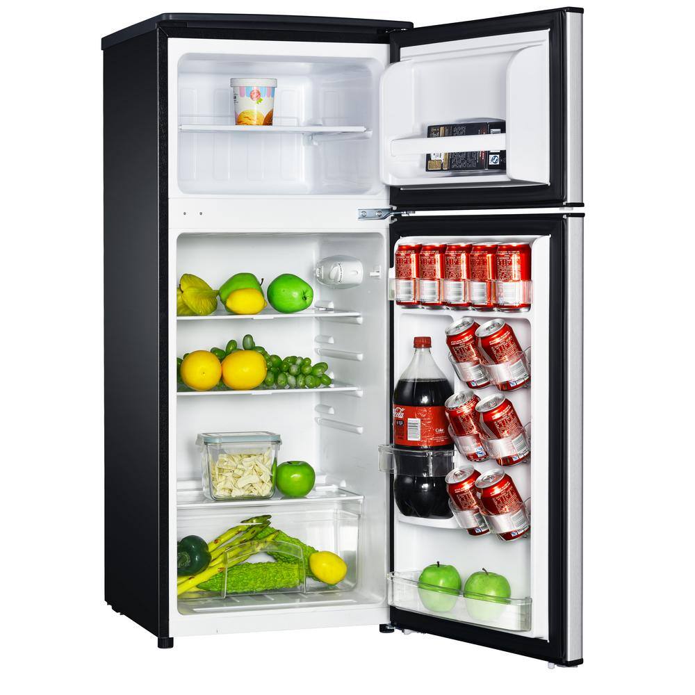 Magic Chef 4.5 cu. ft. 2 Door Mini Fridge in Stainless Look with Freezer HMDR450SE