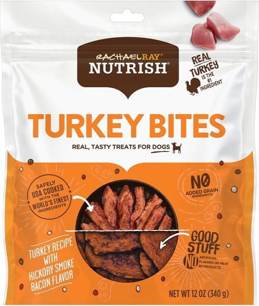 Rachael Ray Nutrish Turkey Bites Hickory Smoke Bacon Recipe Grain-Free Dog Treats