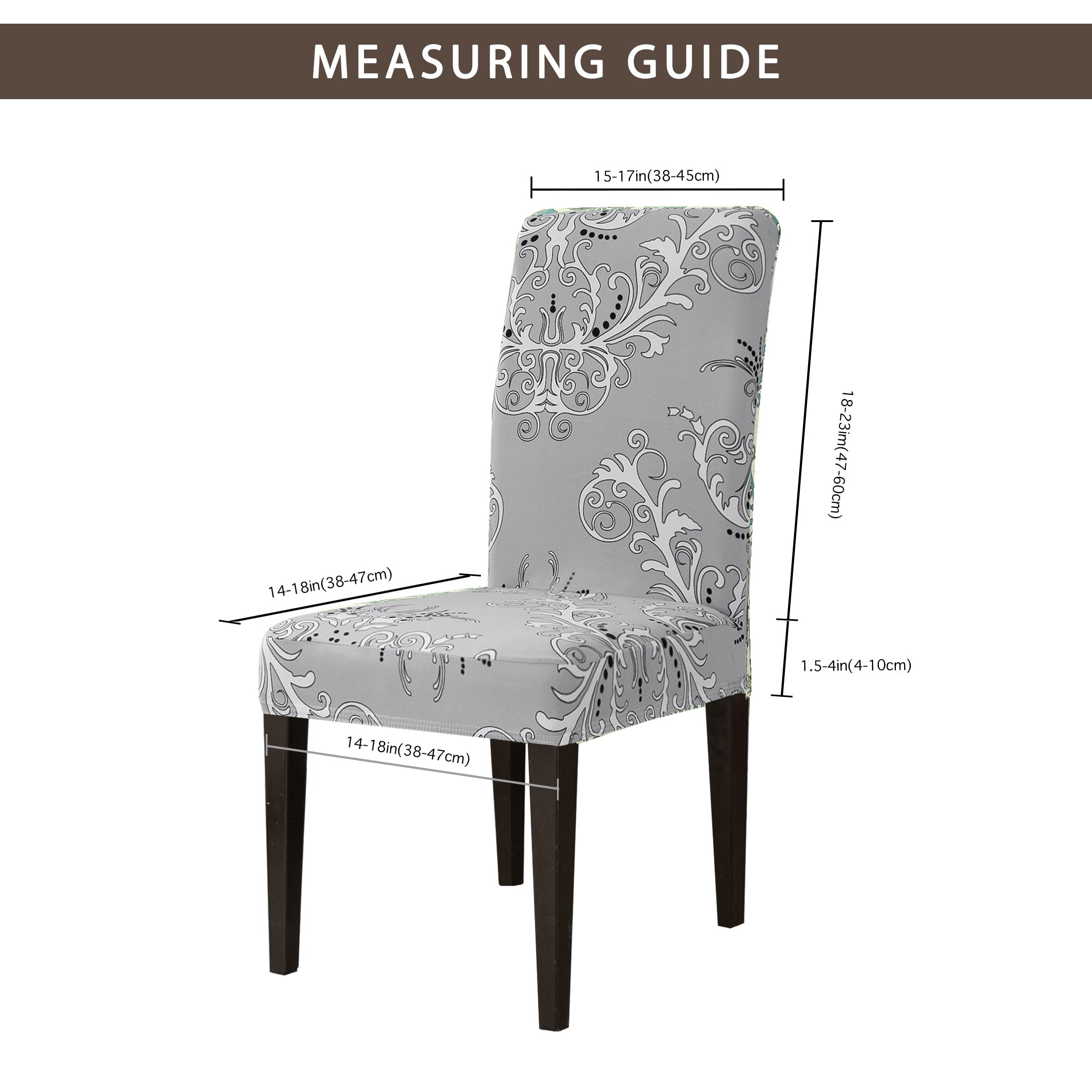 Subrtex Stretch Dining Chair Covers with Elastic Bottom, Printed Floral Stylish Furniture Protector (Set of 4, Gray)