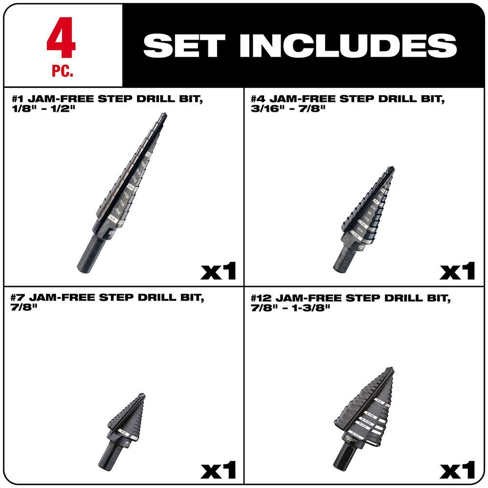 Milwaukee 4-Piece Step Drill Bit Set 48-89-9223 from Milwaukee