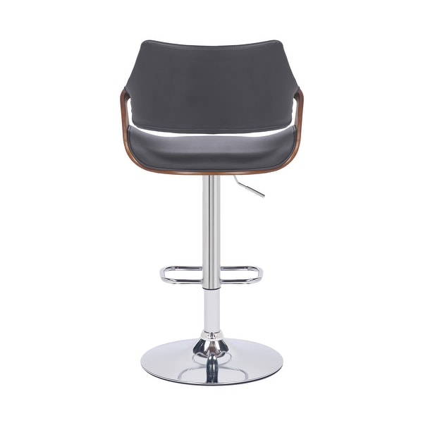 Aspen Adjustable Swivel Faux Leather and Wood Bar Stool with Metal Base