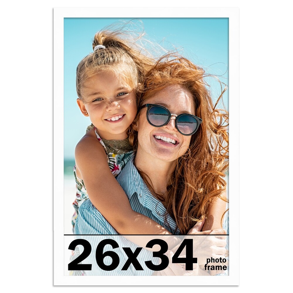 26x34 Frame White Solid Wood Picture Frame Includes UV Acrylic Shatter