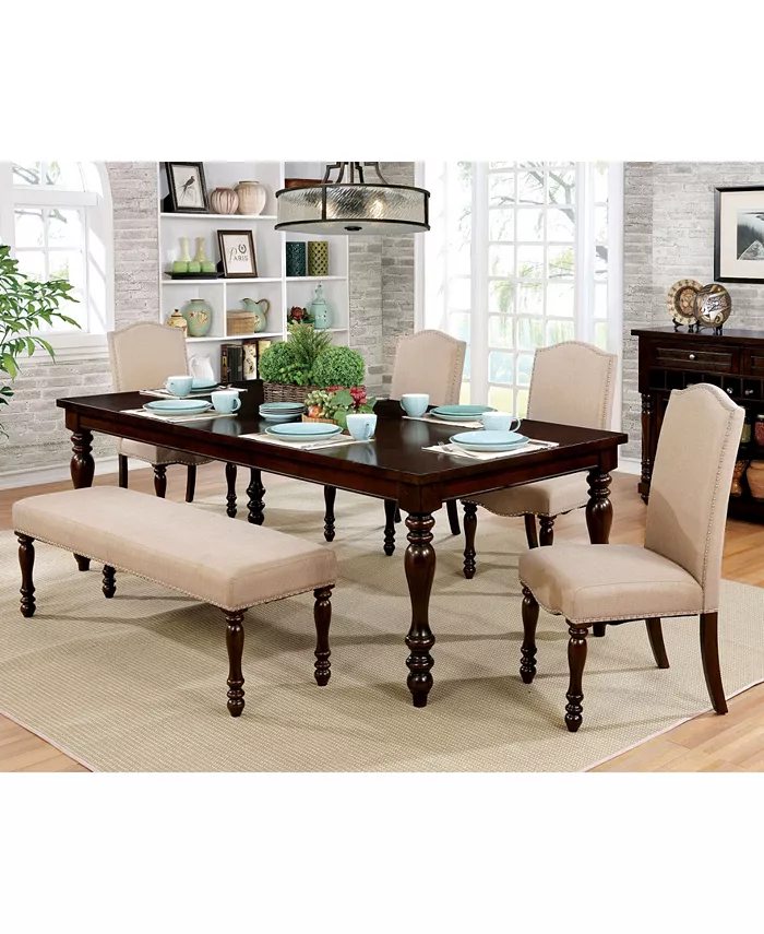 Furniture of America St. Claire Solid Wood Rectangular Dining Table