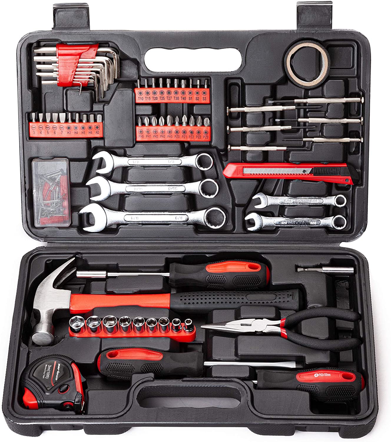 148Piece Tool Set General Household Hand Tool Kit with Plastic Toolbox Storage Case Socket and Socket Wrench Sets (CM-TK-21)