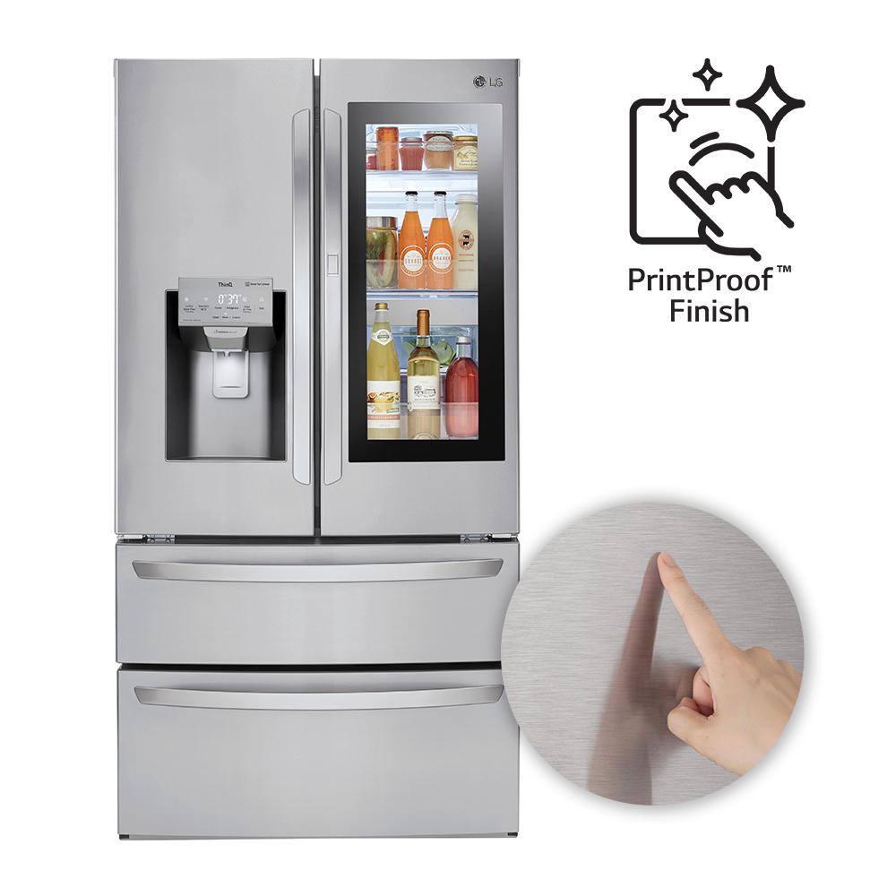 LG 28 cu. ft. 4-Door Smart Refrigerator w InstaView Door-in-Door and Door Cooling in PrintProof Stainless Steel LMXS28596S